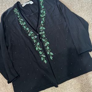 Victoria Jones Cardigan with Leaf Embroidery